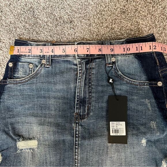One Teaspoon 2020 Mini High Waist Denim Skirt in Superstar Blue size 22 - Picture 12 of 13